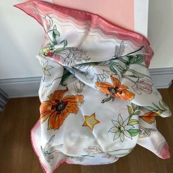 Casablanca Ping Pong Fleurie Jour Print Silk Scarf - Picture 9 of 10